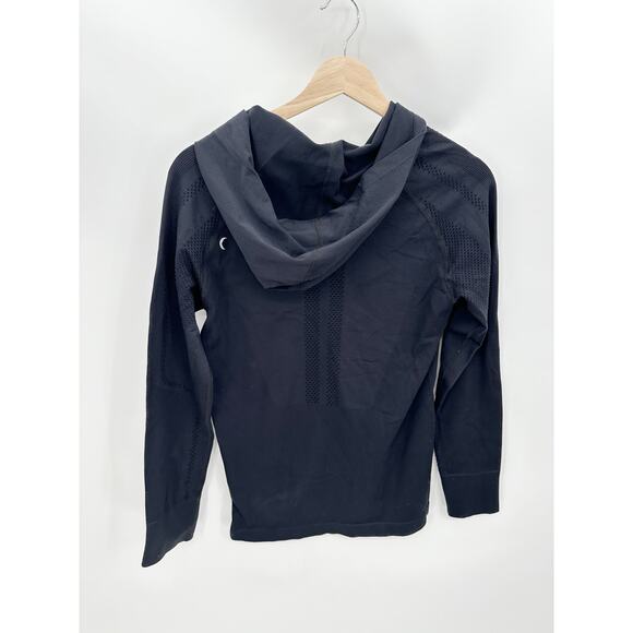 Zyia Black Compression Mesh Detail Hoodie Sweatshirt Pullover Womens Size Medium - Picture 2 of 6